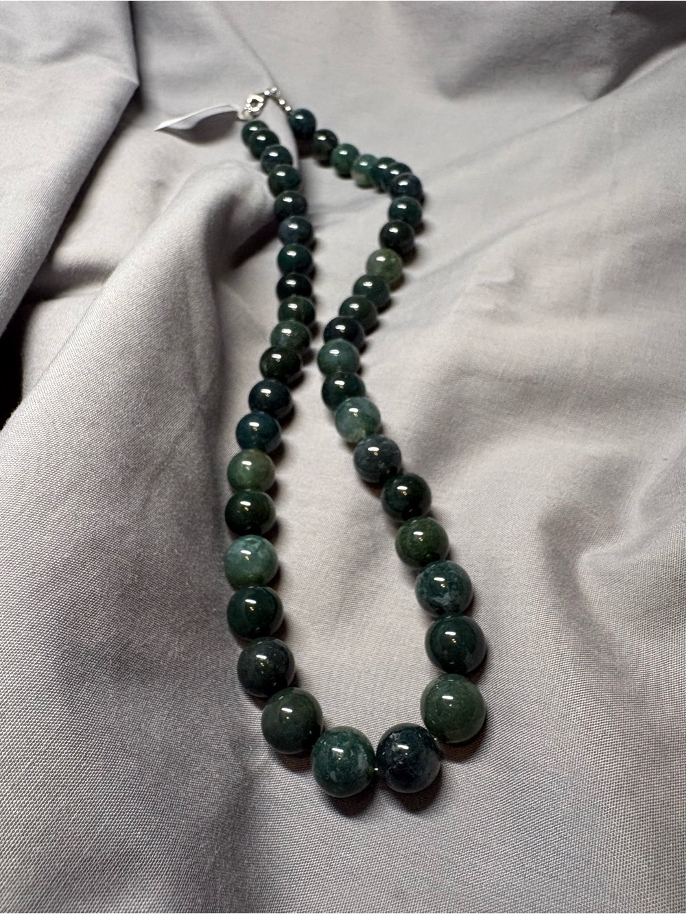 Dragon Blood Jasper Beaded Necklace 18” in Sterling Silver
